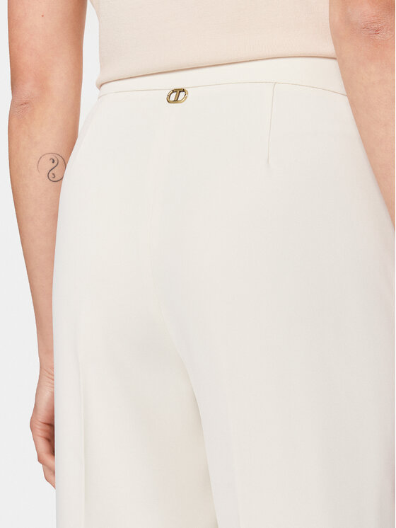 TWINSET TWINSET Stoffhose 241TP2130 Écru Wide Leg