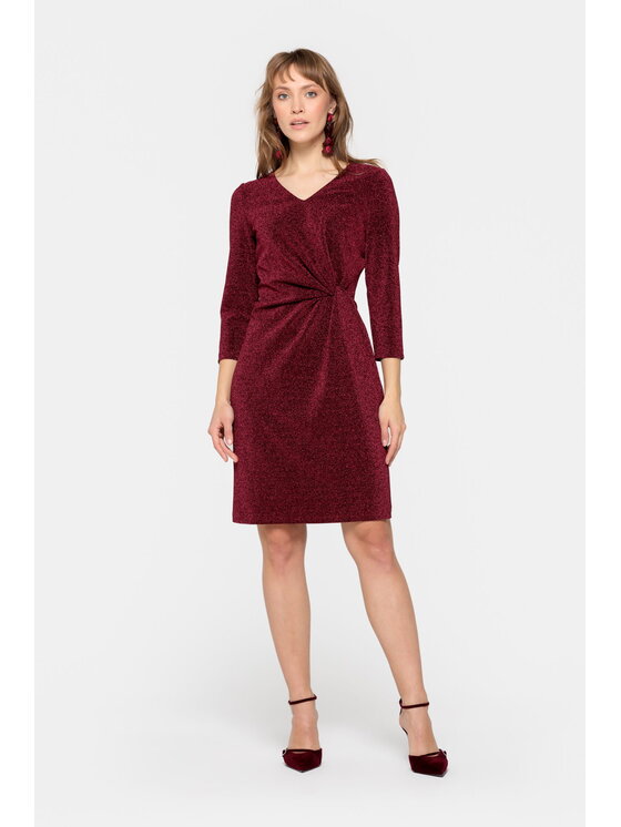 EMOI EMOI Sukienka wieczorowa Bordowa sukienka z błyskiem Bordowy Feminine Fit