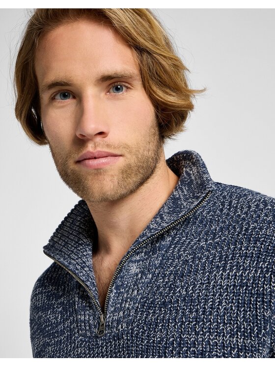 Lee Lee Sweter HALF ZIP KNIT Szary Regular Fit