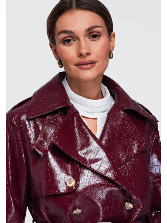 Ombre Ombre Kurtka przejściowa OW-JAFL-0144 Bordowy Regular Fit
