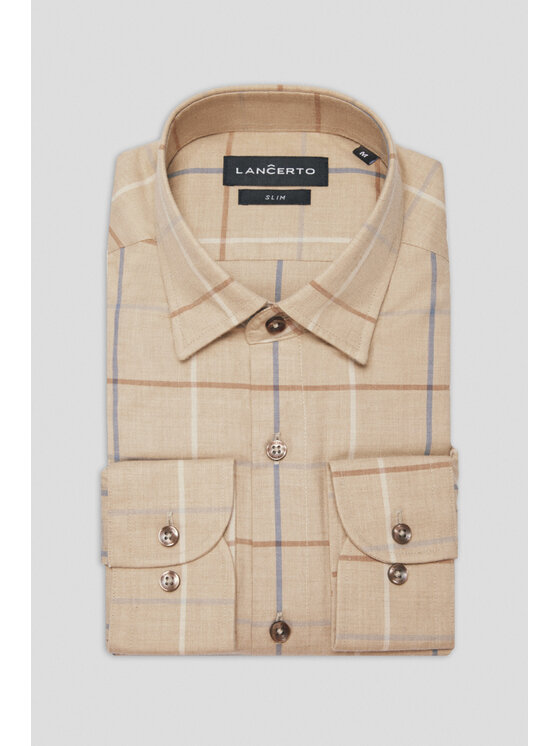 Lancerto Lancerto Koszula Nerina KO073224000029 Beżowy Slim Fit