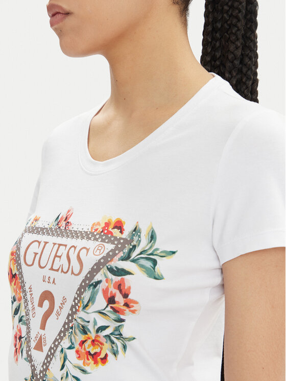 Guess Guess T-shirt W4GI24 J1314 Bijela Slim Fit
