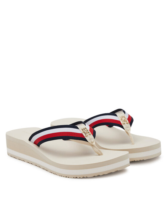 Tommy Hilfiger Tommy Hilfiger Japonki Th Corp Mid Wedge Beach Sandal FW0FW08517 Beżowy
