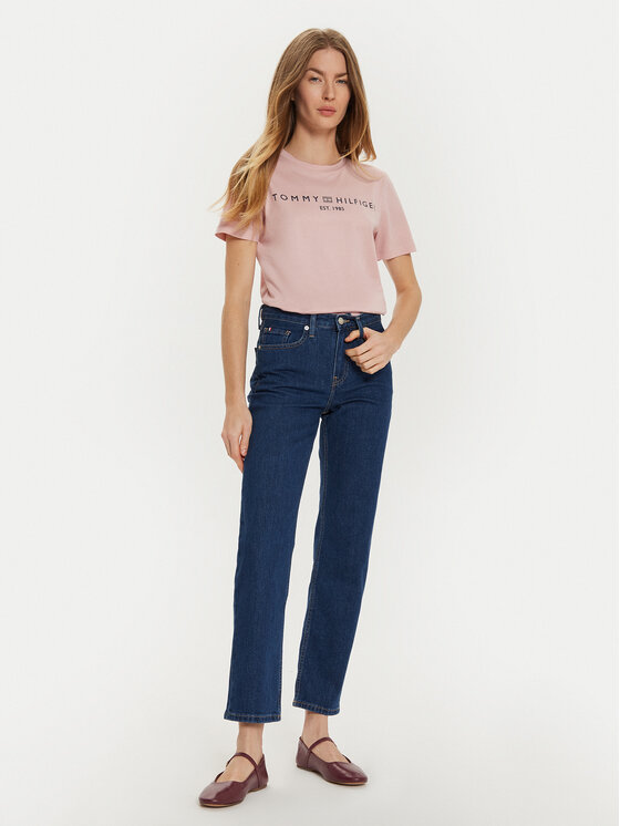 Tommy Hilfiger Tommy Hilfiger T-Shirt WW0WW40276 Różowy Regular Fit