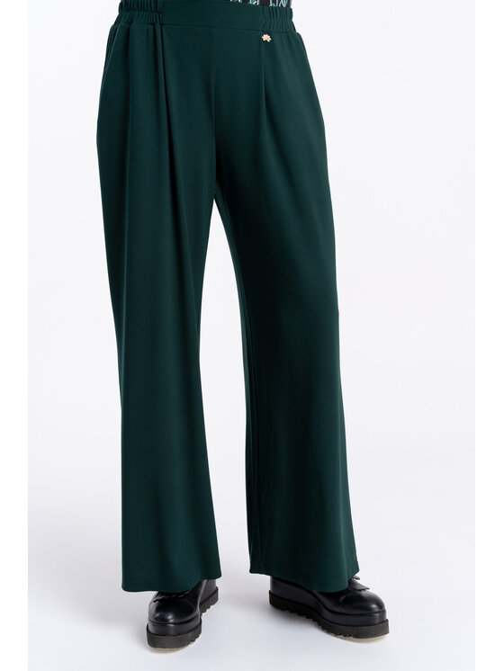 CLICK CLICK Kalhoty z materiálu 30-450 Zelená Straight Fit