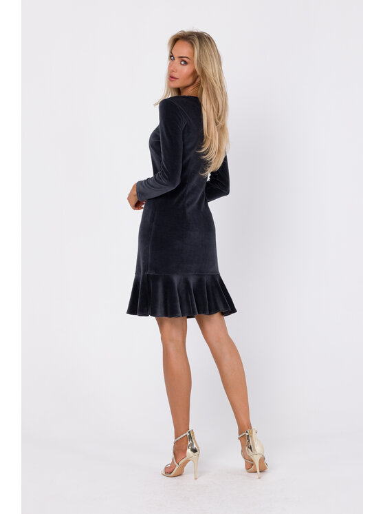 Made of Emotion Made of Emotion Koktejlové šaty M765 Šedá Modern Fit