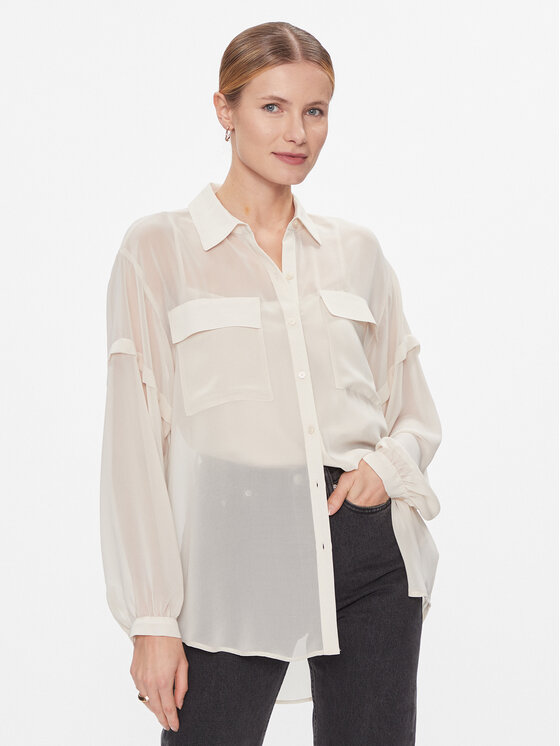 DKNY DKNY Košulja P3KMGV44 Bež Relaxed Fit