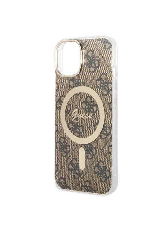 Guess Guess Etui na telefon 4G Metal Gold Logo Brązowy
