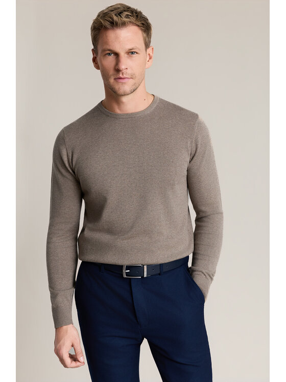 Lancerto Lancerto Sweter Zachary SW073226000041 Beżowy Regular Fit