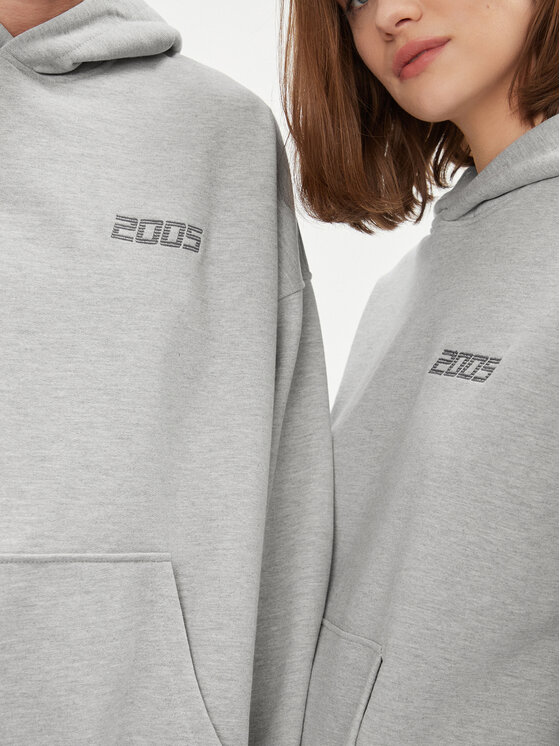 2005 2005 Bluza Unisex Basic Hoodie Szary Relaxed Fit