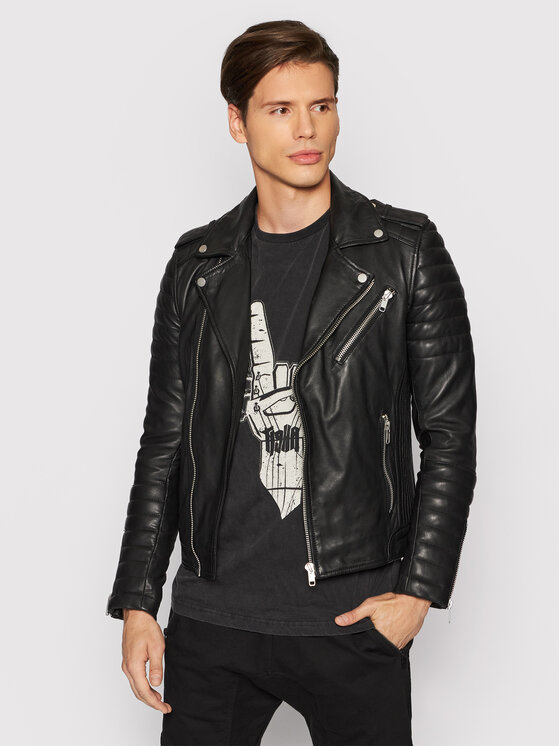 Serge Pariente Serge Pariente Nahkjope Hipster Must Regular Fit