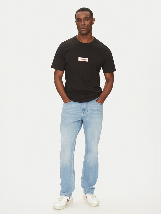 Jack & Jones Jack & Jones Tricou Split 12273182 Negru Regular Fit
