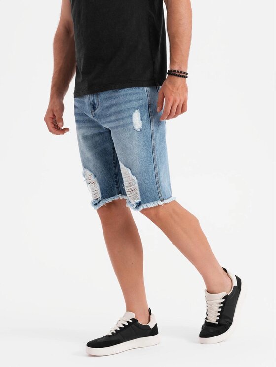 Ombre Ombre Szorty jeansowe OM-SRDS-0157 Niebieski Regular Fit