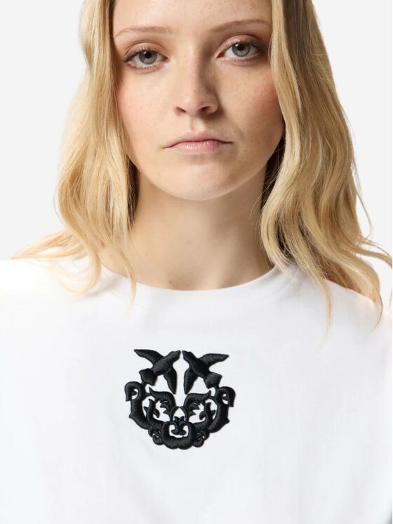 PINKO PINKO T-Shirt BORGHETTO T-SHIRT JERSEY LOGO Λευκό Comfort Fit