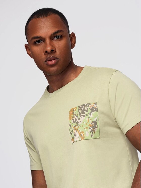 Ombre Ombre T-Shirt OM-TSPT-0227 Zielony Regular Fit