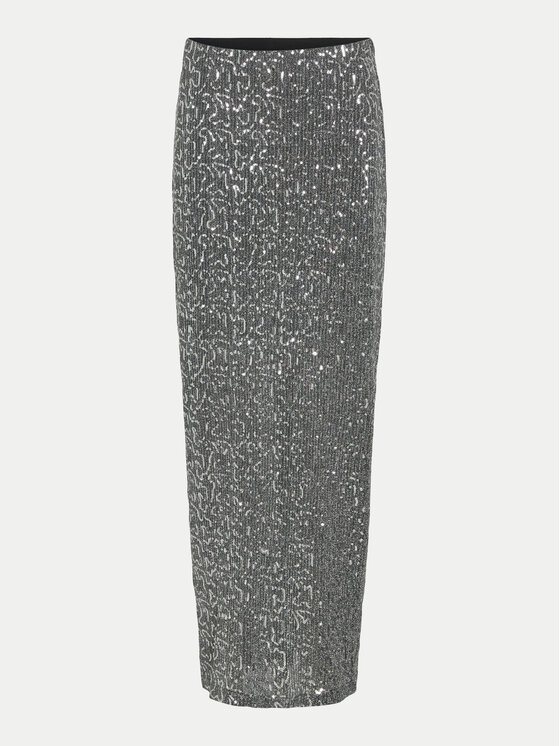 Vila Vila Maxi suknja Sanadu 14101820 Srebrna Regular Fit