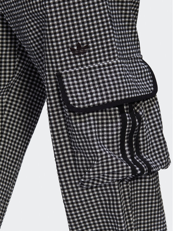 adidas adidas Hlače iz tkanine Gingham HB9456 Črna Loose Fit