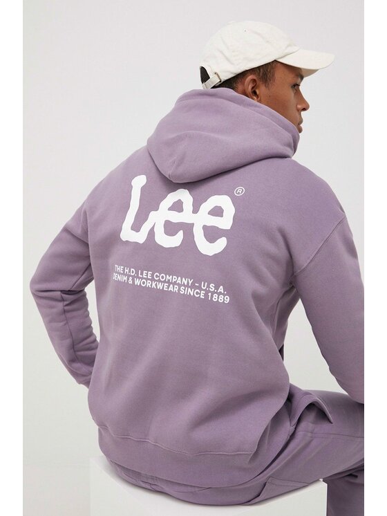 Lee Lee Felpa LOGO LOOSE HOODIE Viola Regular Fit