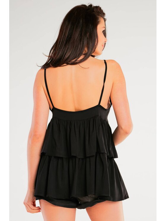 Awama Awama Bluzka A432 Czarny Basic Fit
