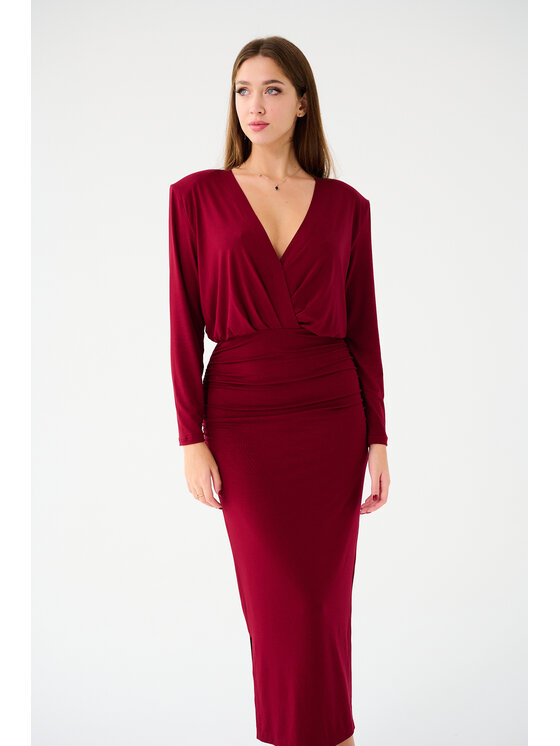 Leimann Leimann Sukienka koktajlowa Andrea Bordowy Slim Fit