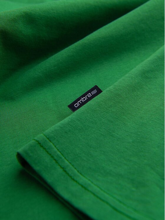 Ombre Ombre T-Shirt OM-TSBS-0146 Zielony Regular Fit