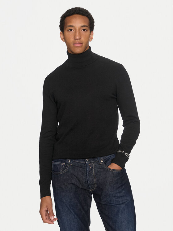 Replay Bluză cu gât UK4455.000.G23138 Negru Regular Fit