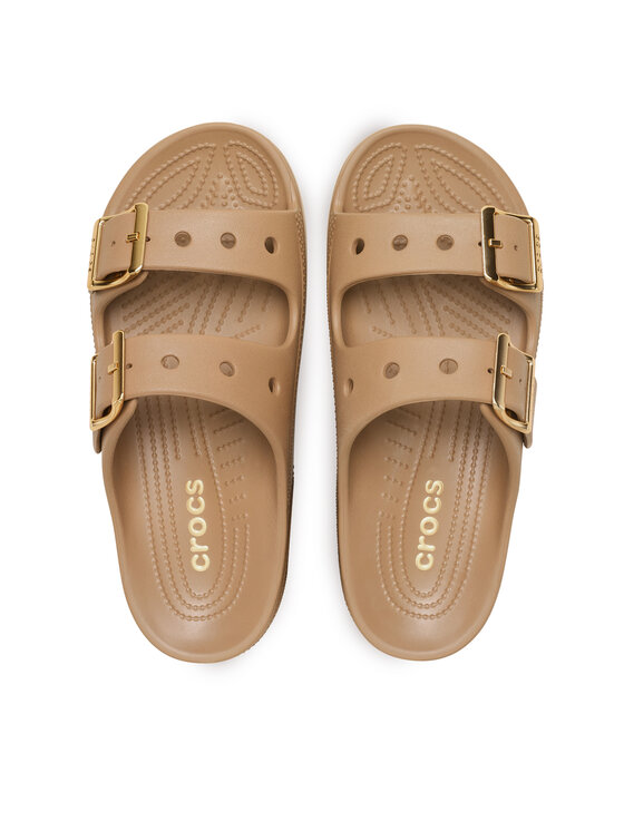 Crocs Crocs Pantoletten Saturday Sandal Metallic Buckle 213316 Braun