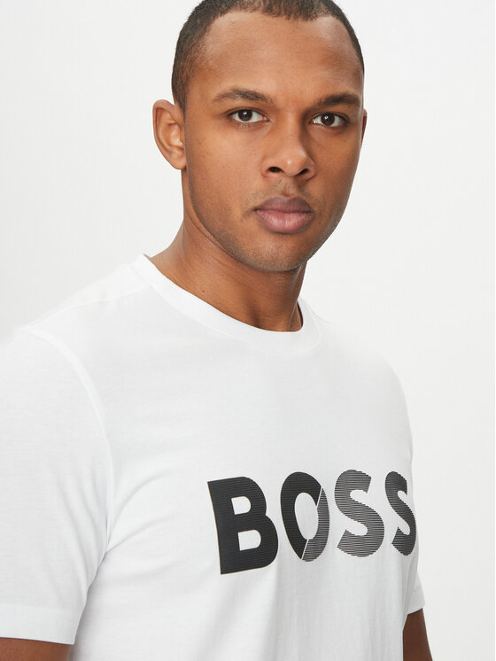 BOSS BOSS Tricou Tape Logo 50530990 Alb Regular Fit