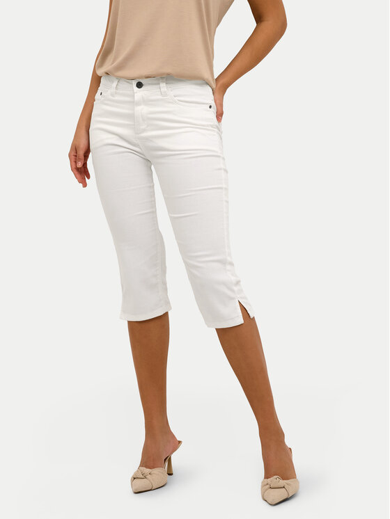 Kaffe Kaffe Spodnie capri Zelina 10506525 Biały Slim Fit