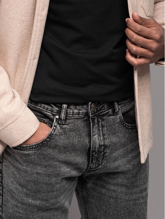 Ombre Ombre Jeansy OM-PADP-0217 Szary Regular Fit