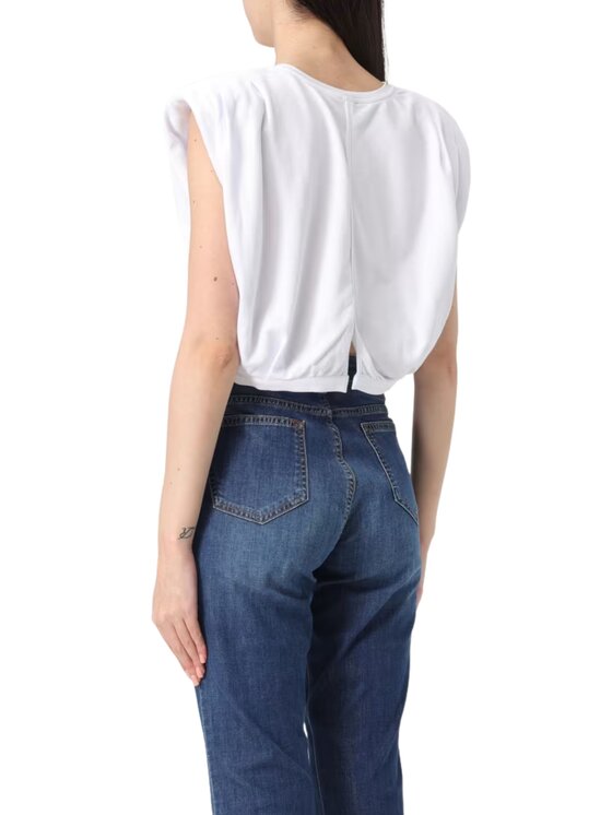 PINKO PINKO Bluzka Maracaibo maglia piquet di cotone Biały Cropped Fit