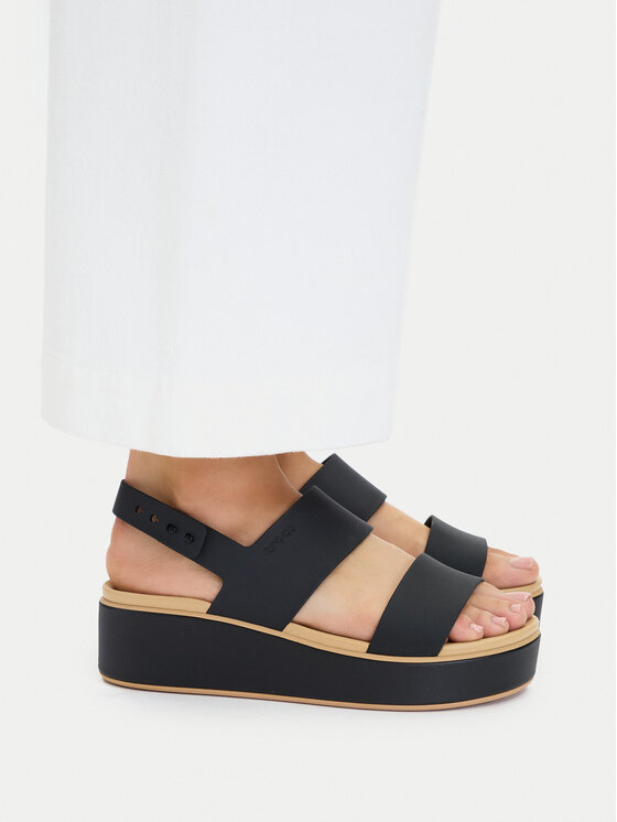 Crocs Crocs Сандали Brooklyn Matte Wrap Low Wedge 211802 Черен