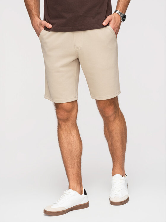 Ombre Ombre Szorty materiałowe OM-SRSK-0124 Beżowy Regular Fit