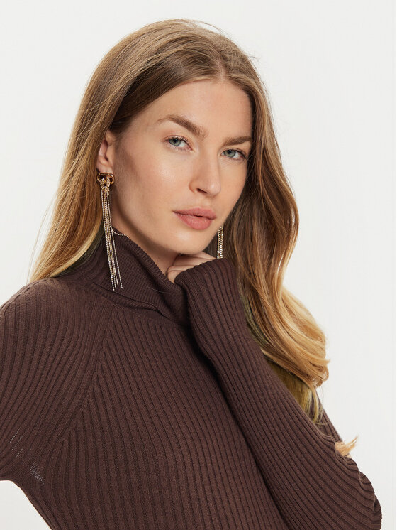 TWINSET TWINSET Úpletové šaty 242TT3062 Hnedá Slim Fit
