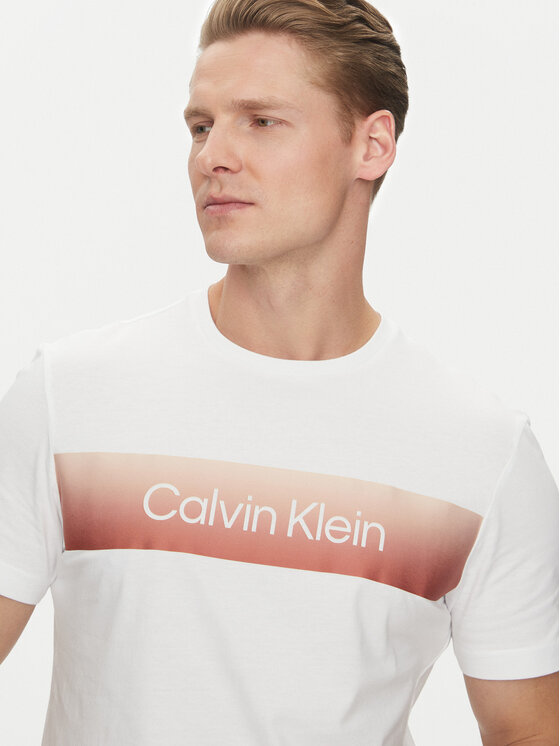 Calvin Klein Calvin Klein T-Shirt Linear Ombre K10K114163 Biały Regular Fit