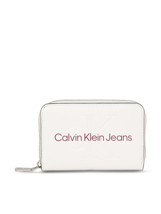 Portofel pentru femei Calvin Klein Jeans Sculpted Med Zip Around Mono K60K607229 Alb