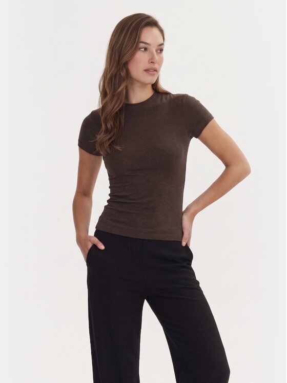 BASICLO BASICLO T-Shirt W-2254 Brązowy Slim Fit