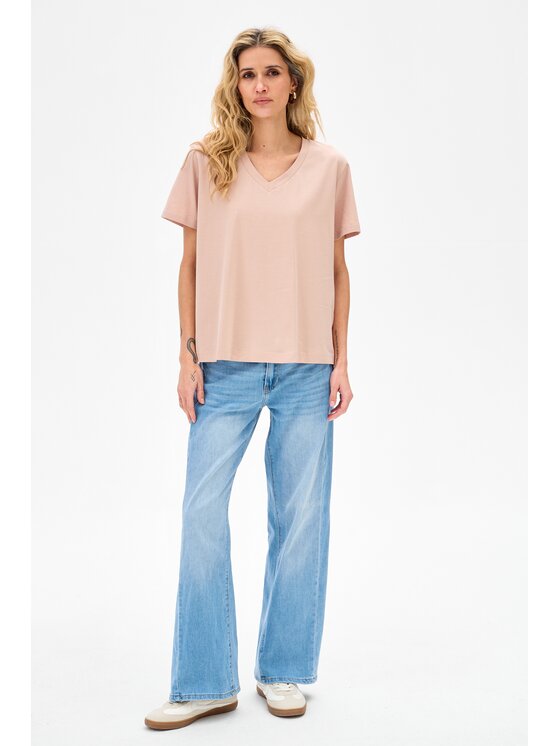 blue shadow blue shadow T-Shirt Mango Beżowy Regular Fit