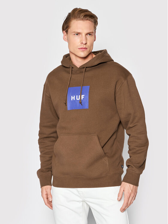 HUF HUF Bluza Essentials Box Logo PF00465 Brązowy Regular Fit