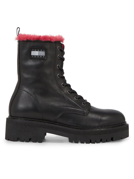 Botine Tommy Jeans Tjw W Urban Boot Smooth Ltr Wl EN0EN02402 Negru