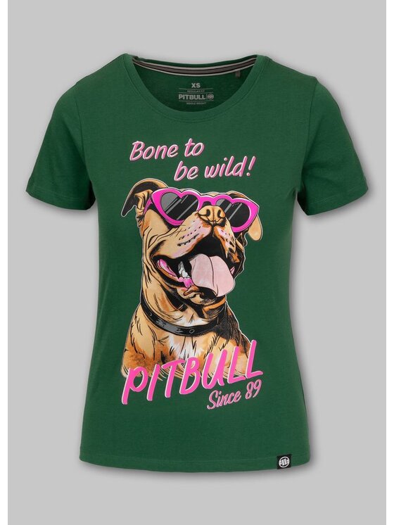 PITBULL PITBULL T-Shirt Koszulka damska SUNGLASSES DOG L Zielony Regular Fit