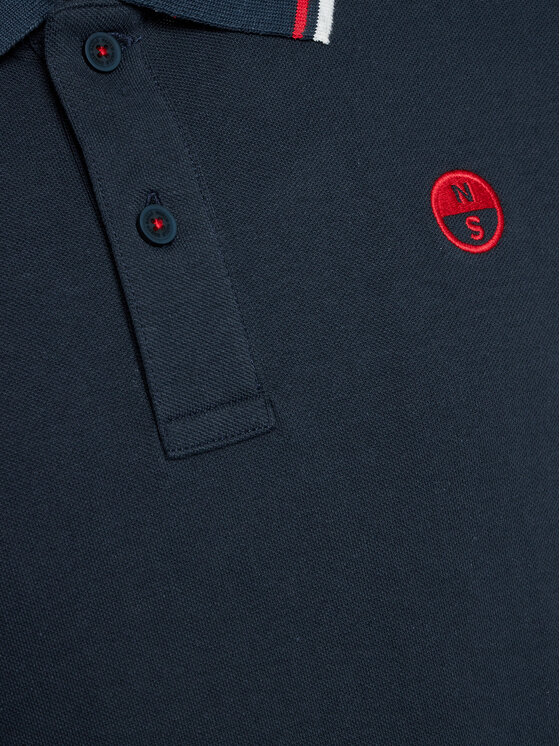 North Sails North Sails Тениска с яка и копчета 692455 Тъмносин Regular Fit