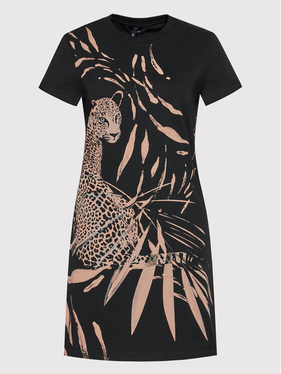 Desigual Rochie De Zi Guepardita 22SWVK57 Negru Regular Fit