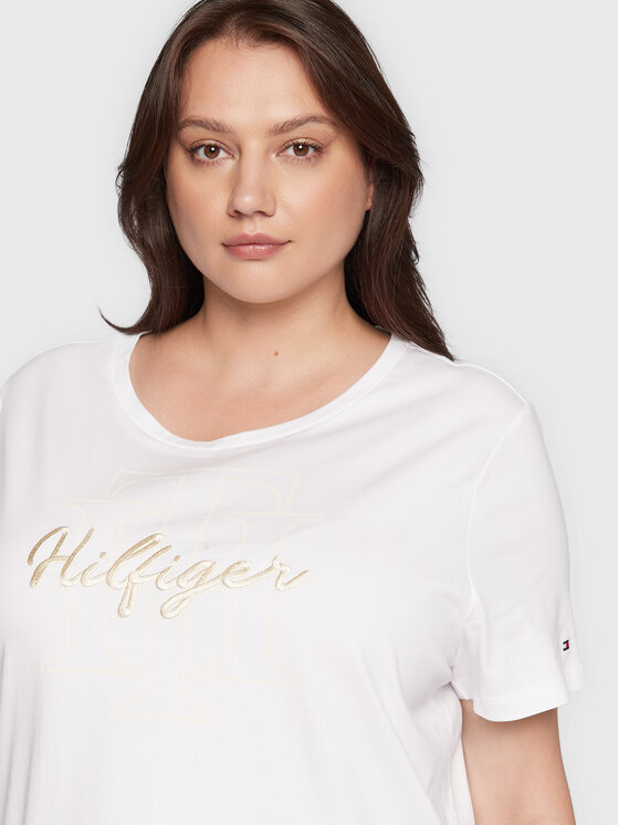 T-shirt Script Logo WW0WW34320 Bianco Regular Fit