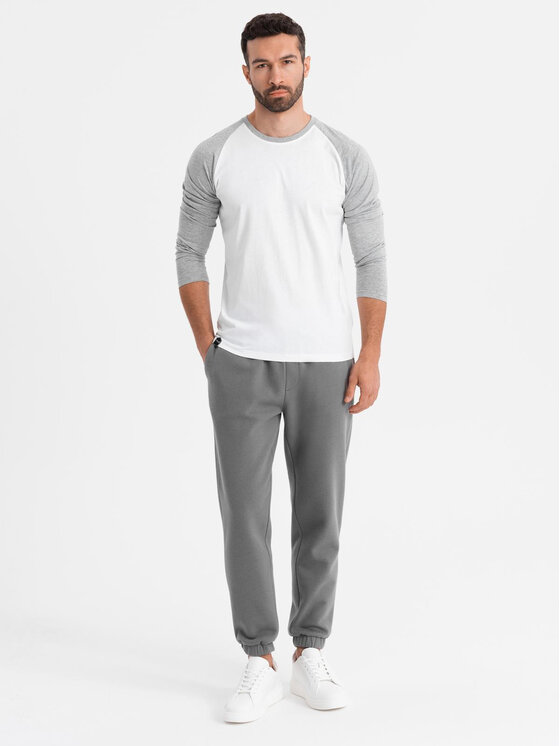 Ombre Ombre Spodnie dresowe OU-PSBC-0100 Szary Regular Fit