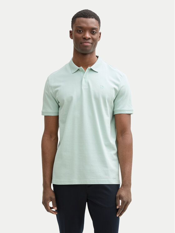 Tom Tailor Denim Tom Tailor Denim Тениска с яка и копчета 1045587 Зелен Regular Fit