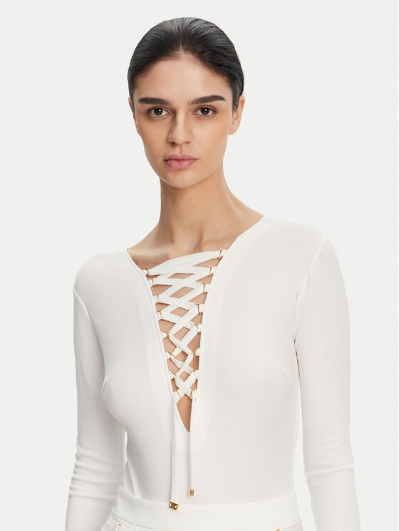 Elisabetta Franchi Elisabetta Franchi Body BO-019-51E2-V350 Fehér Slim Fit