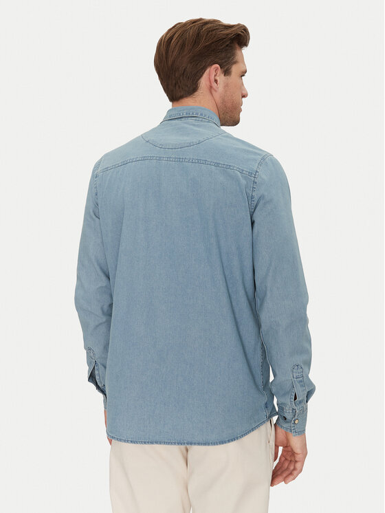INDICODE INDICODE cămașă de blugi Ask 20-605 Albastru Slim Fit