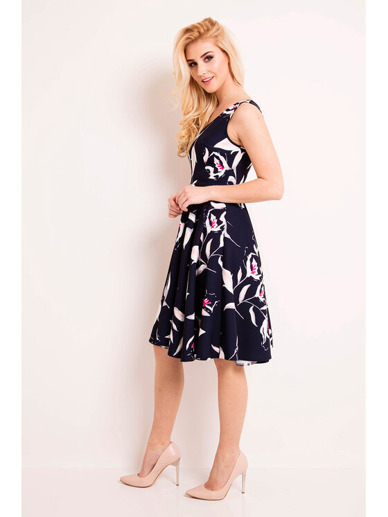 Awama Awama Sukienka koktajlowa L038 Granatowy Basic Fit
