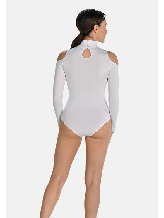 Teyli Teyli Body z wycięciami na ramionach Janett Biały Regular Fit